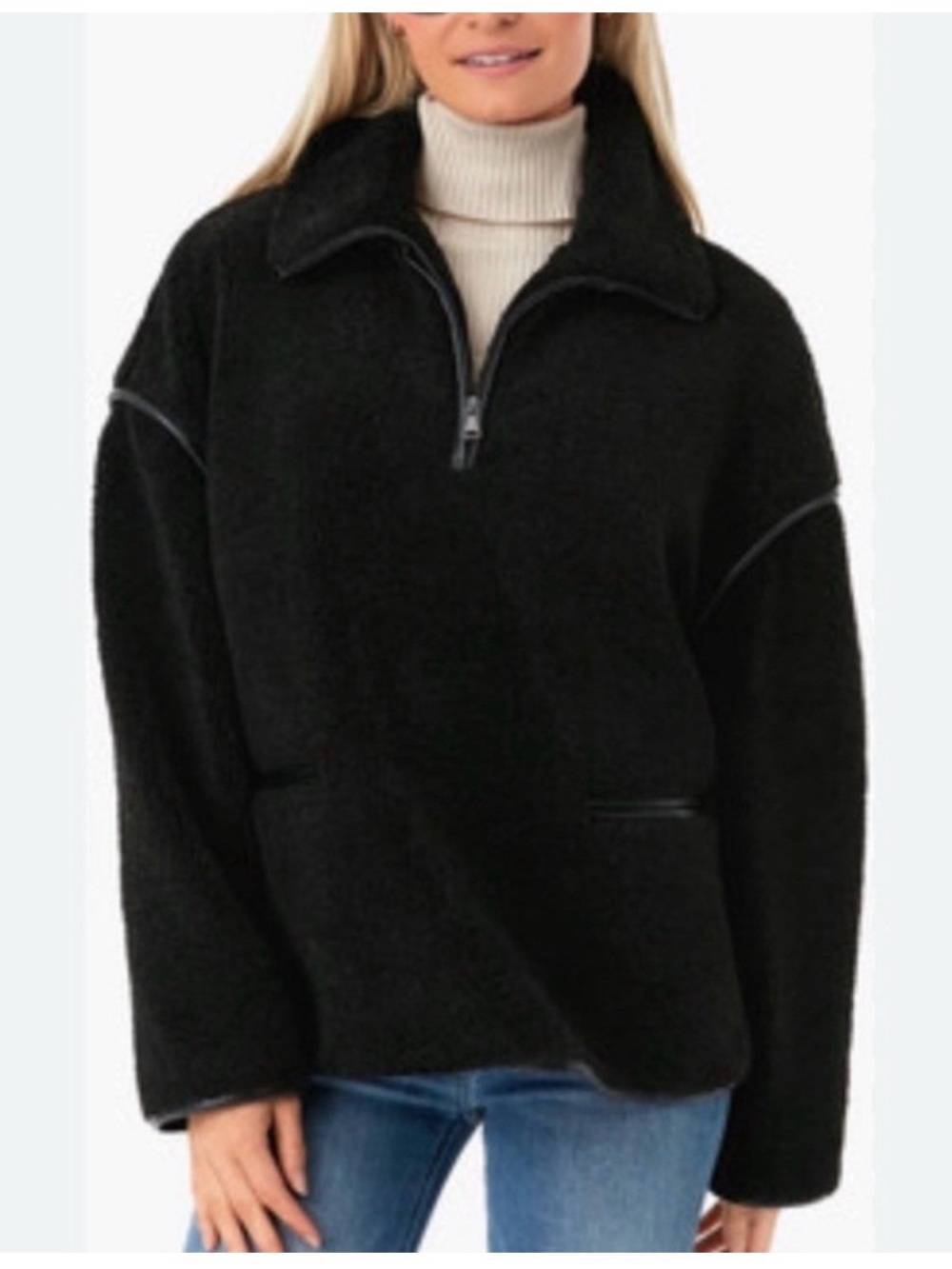 Tuckernuck Rhodes Black Shesrling Half-Zip - XXL